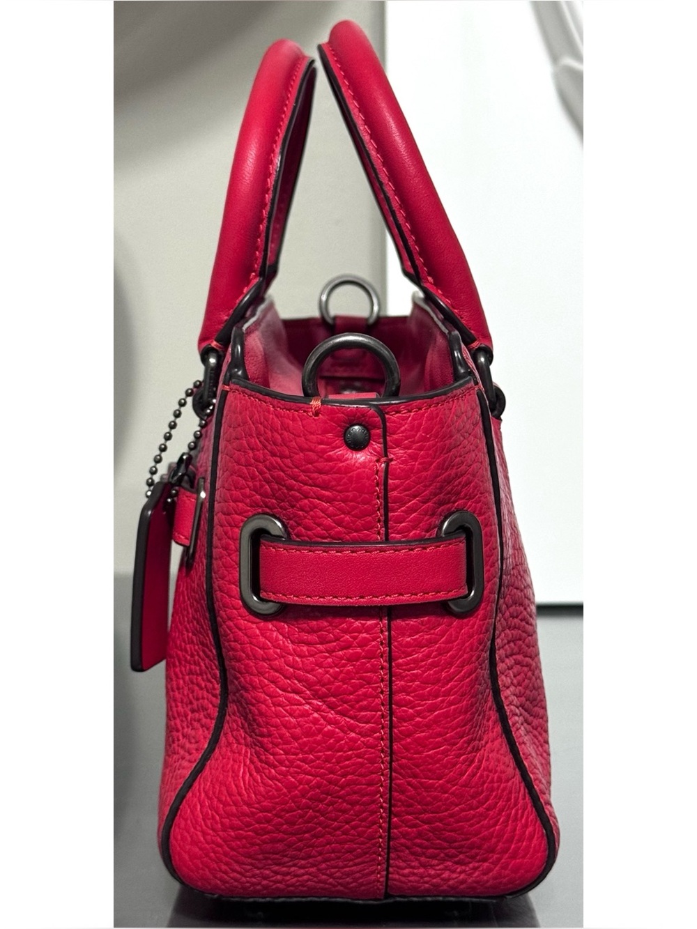 COACH Mini Blake Pebbled Leather Crossbody Carryall, RED - Picture 4 of 9